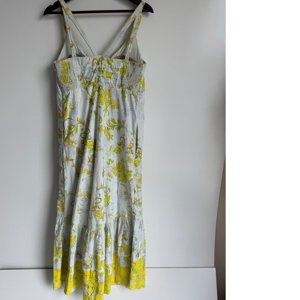 Anthropologie Solenne flounced maxi dress light blue yellow floral tiered 8 P - Picture 7 of 15